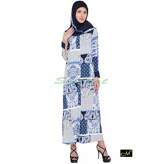  Dress Abaya- Blue Print 